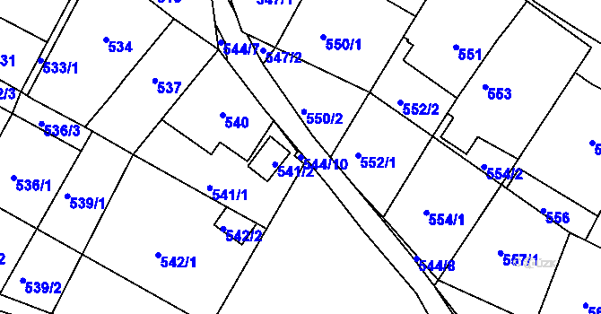 Parcela st. 544/10 v KÚ Kohoutovice, Katastrální mapa
