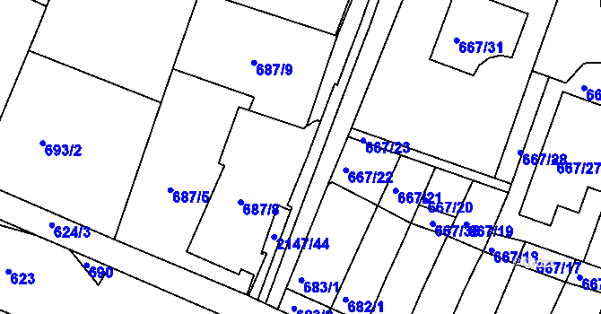 Parcela st. 2147/43 v KÚ Kohoutovice, Katastrální mapa