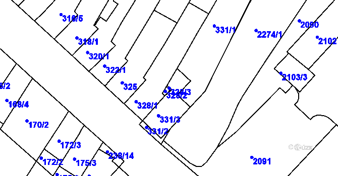 Parcela st. 328/3 v KÚ Kohoutovice, Katastrální mapa