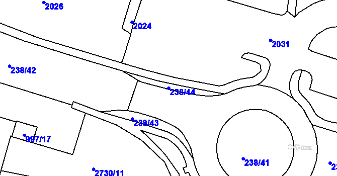 Parcela st. 238/44 v KÚ Kohoutovice, Katastrální mapa