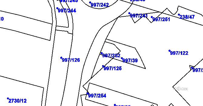 Parcela st. 997/252 v KÚ Kohoutovice, Katastrální mapa