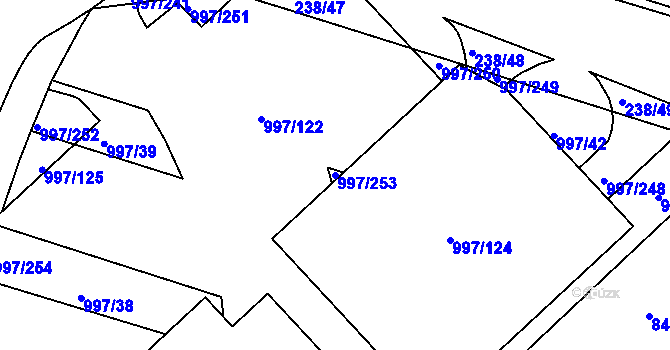 Parcela st. 997/253 v KÚ Kohoutovice, Katastrální mapa