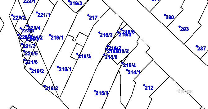 Parcela st. 215/6 v KÚ Kohoutovice, Katastrální mapa