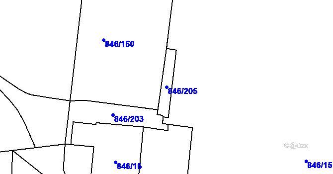 Parcela st. 846/205 v KÚ Kohoutovice, Katastrální mapa
