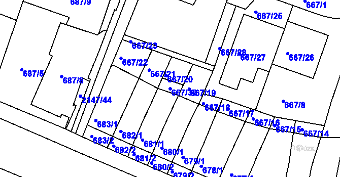 Parcela st. 667/36 v KÚ Kohoutovice, Katastrální mapa
