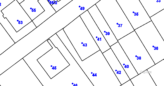Parcela st. 43 v KÚ Stránice, Katastrální mapa