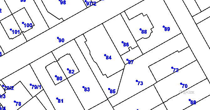 Parcela st. 84 v KÚ Stránice, Katastrální mapa