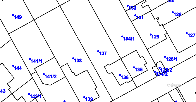 Parcela st. 137 v KÚ Stránice, Katastrální mapa