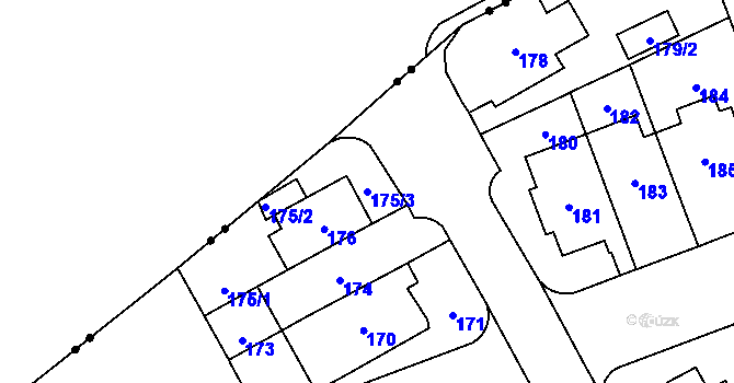 Parcela st. 175/3 v KÚ Stránice, Katastrální mapa
