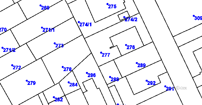 Parcela st. 277 v KÚ Stránice, Katastrální mapa