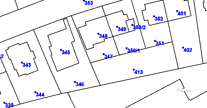 Parcela st. 347 v KÚ Stránice, Katastrální mapa