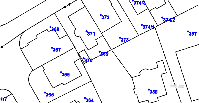 Parcela st. 369 v KÚ Stránice, Katastrální mapa