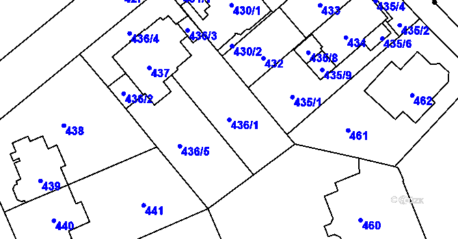 Parcela st. 436/1 v KÚ Stránice, Katastrální mapa