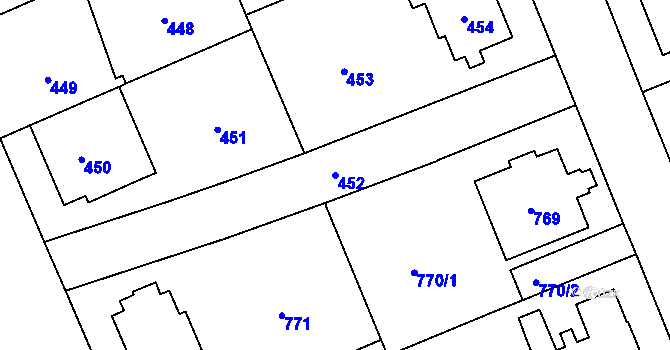 Parcela st. 452 v KÚ Stránice, Katastrální mapa