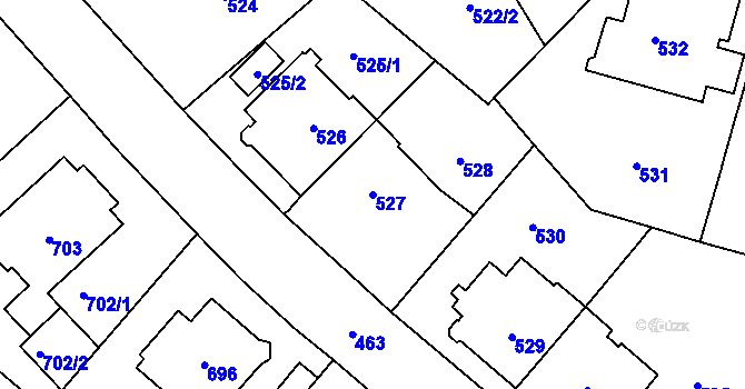 Parcela st. 527 v KÚ Stránice, Katastrální mapa