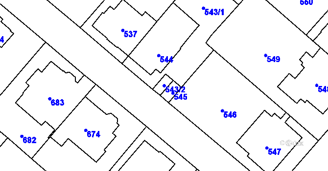 Parcela st. 543/2 v KÚ Stránice, Katastrální mapa