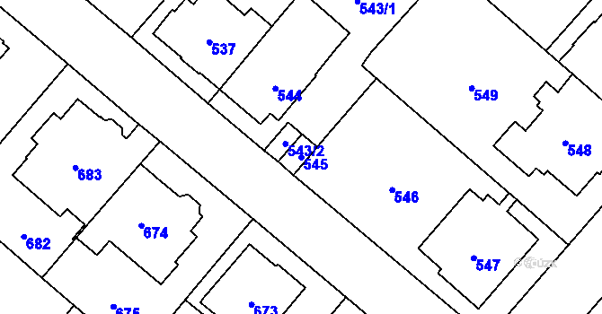 Parcela st. 545 v KÚ Stránice, Katastrální mapa