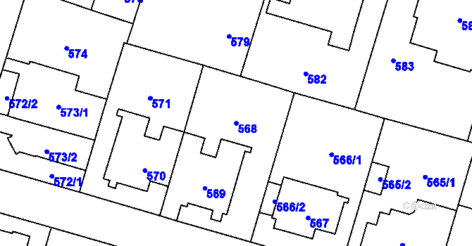 Parcela st. 568 v KÚ Stránice, Katastrální mapa