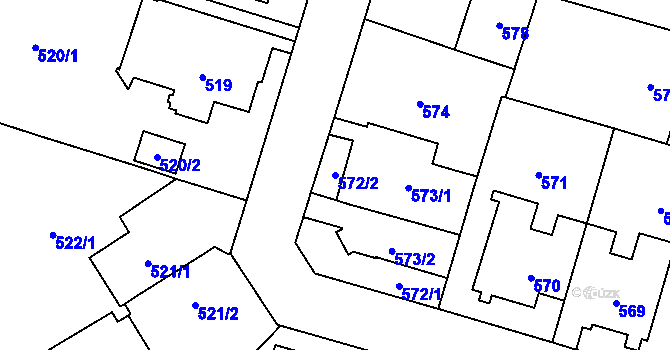 Parcela st. 572/2 v KÚ Stránice, Katastrální mapa