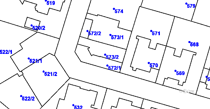 Parcela st. 573/2 v KÚ Stránice, Katastrální mapa