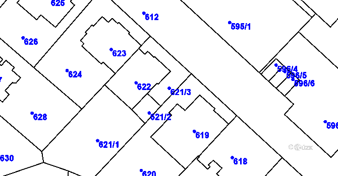 Parcela st. 621/3 v KÚ Stránice, Katastrální mapa