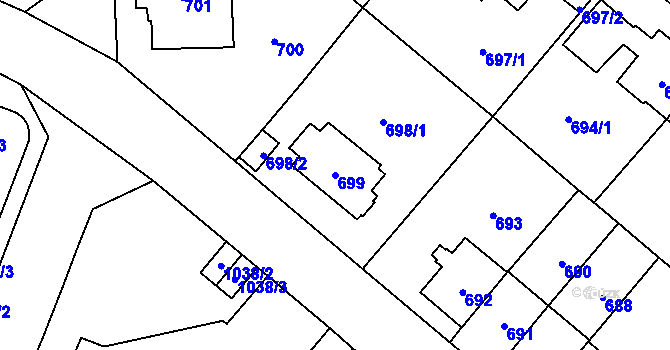 Parcela st. 699 v KÚ Stránice, Katastrální mapa