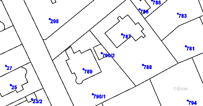 Parcela st. 790/2 v KÚ Stránice, Katastrální mapa