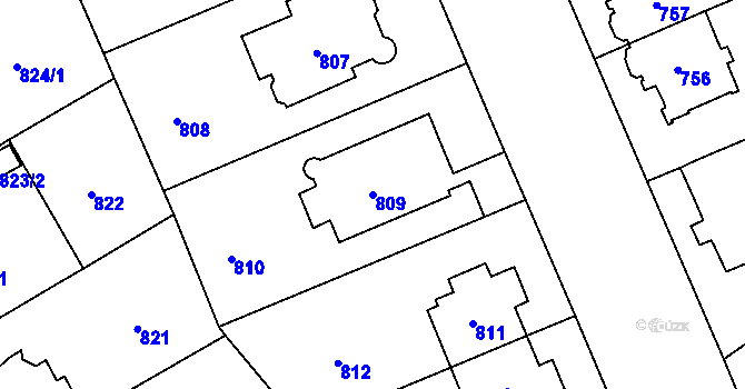 Parcela st. 809 v KÚ Stránice, Katastrální mapa