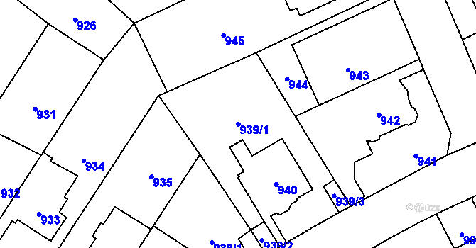 Parcela st. 939/1 v KÚ Stránice, Katastrální mapa