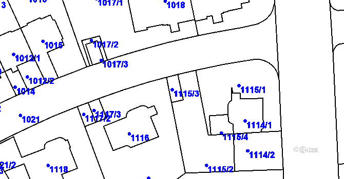 Parcela st. 1115/3 v KÚ Stránice, Katastrální mapa