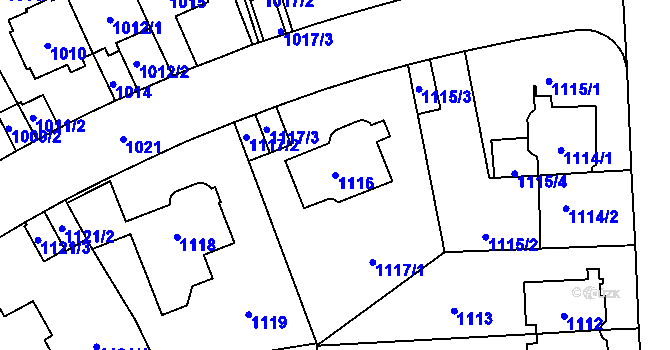 Parcela st. 1116 v KÚ Stránice, Katastrální mapa