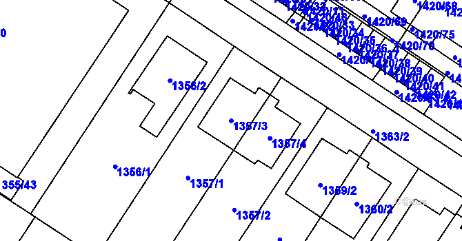 Parcela st. 1357/3 v KÚ Stránice, Katastrální mapa