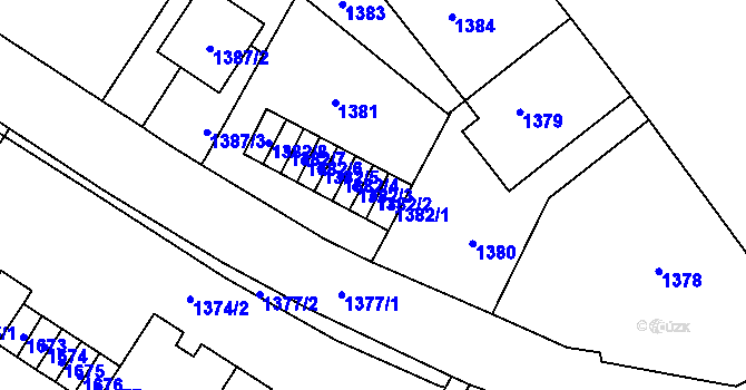 Parcela st. 1382/2 v KÚ Stránice, Katastrální mapa