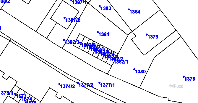 Parcela st. 1382/4 v KÚ Stránice, Katastrální mapa