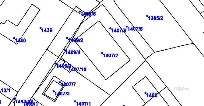 Parcela st. 1407/2 v KÚ Stránice, Katastrální mapa