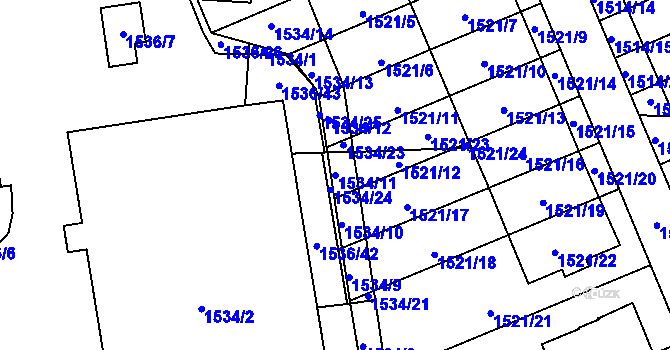 Parcela st. 1534/11 v KÚ Stránice, Katastrální mapa