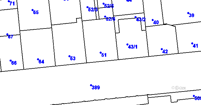 Parcela st. 51 v KÚ Veveří, Katastrální mapa