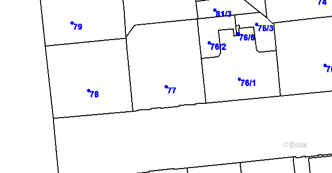 Parcela st. 77 v KÚ Veveří, Katastrální mapa