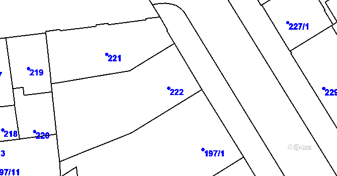 Parcela st. 222 v KÚ Veveří, Katastrální mapa
