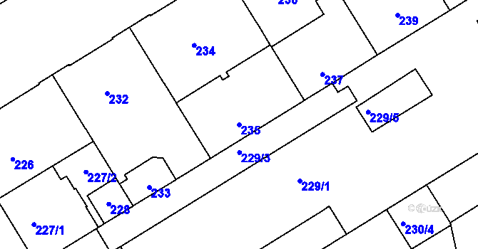 Parcela st. 235 v KÚ Veveří, Katastrální mapa