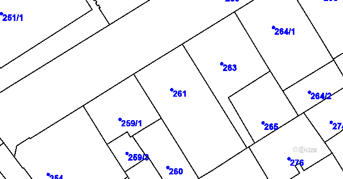 Parcela st. 261 v KÚ Veveří, Katastrální mapa