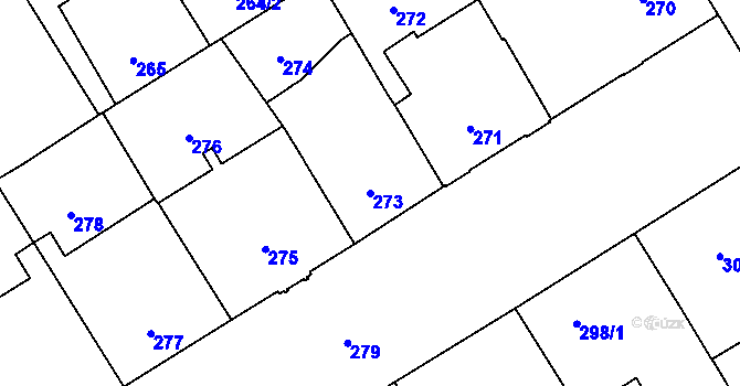 Parcela st. 273 v KÚ Veveří, Katastrální mapa