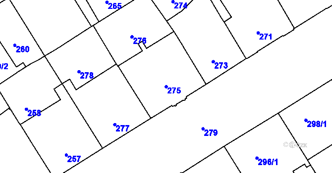 Parcela st. 275 v KÚ Veveří, Katastrální mapa