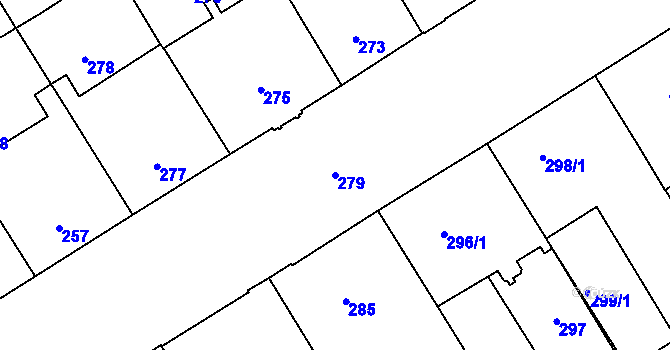Parcela st. 279 v KÚ Veveří, Katastrální mapa