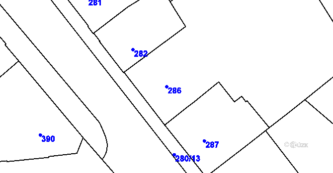 Parcela st. 286 v KÚ Veveří, Katastrální mapa