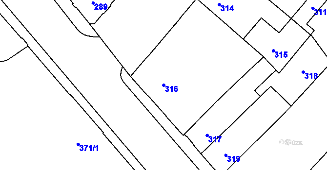 Parcela st. 316 v KÚ Veveří, Katastrální mapa