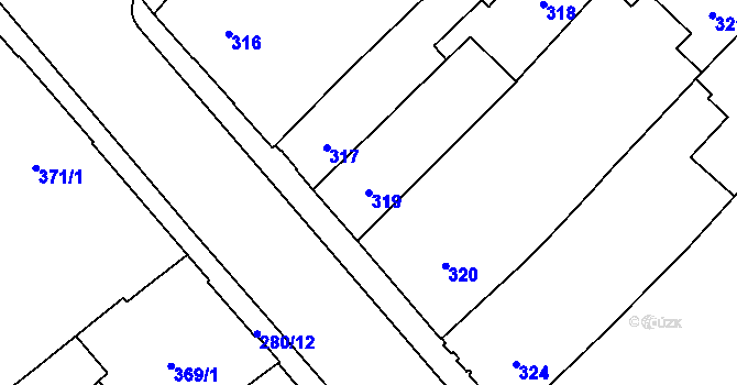 Parcela st. 319 v KÚ Veveří, Katastrální mapa