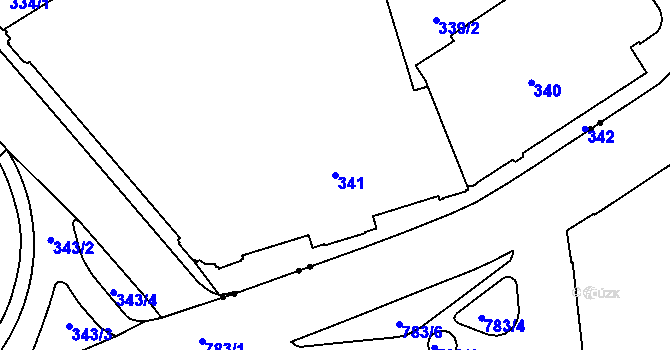 Parcela st. 341 v KÚ Veveří, Katastrální mapa