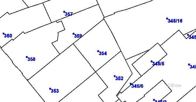 Parcela st. 354 v KÚ Veveří, Katastrální mapa