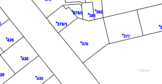 Parcela st. 376 v KÚ Veveří, Katastrální mapa